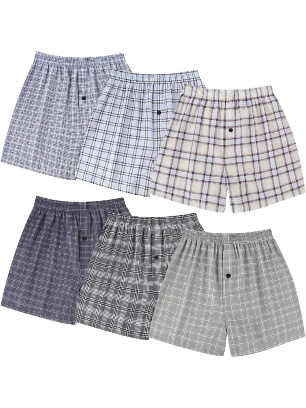 Breathable Men's Woven Boxer Shorts 6 Pack | Loose Fit, Button Fly, Bamboo Cool